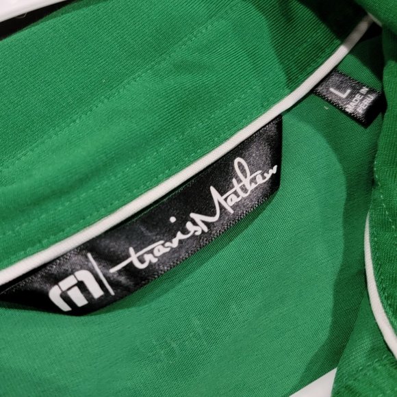 TravisMathews green short sleeve polo men's shirt - Picture 2 of 2